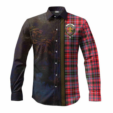 Udny Tartan Family Crest Long Sleeve Button Shirt Alba Gu Brath Be Brave Lion Ancient Style Men's Shirt S - Tartan Vibes Clothing