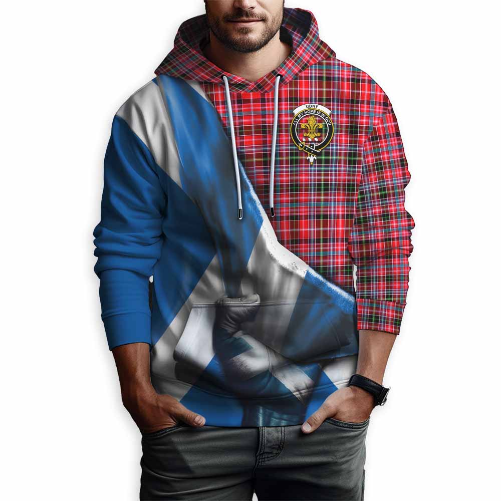 Tartan Vibes Clothing Udny Tartan Hoodie with Family Crest Scotland Patriotic Style