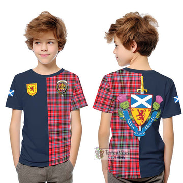 Udny Tartan Kid T-Shirt Alba with Scottish Lion Royal Arm Half Style