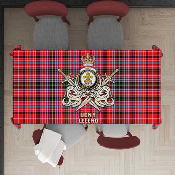 Udny Tartan Tablecloth with Clan Crest and the Golden Sword of Courageous Legacy