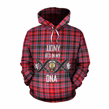 Udny Tartan Cotton Hoodie with Family Crest DNA In Me Style Pullover Hoodie XS - Tartan Vibes Clothing