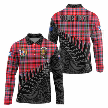 Udny Crest Tartan Long Sleeve Polo Shirt with New Zealand Silver Fern Half Style Unisex - Tartan Vibes Clothing