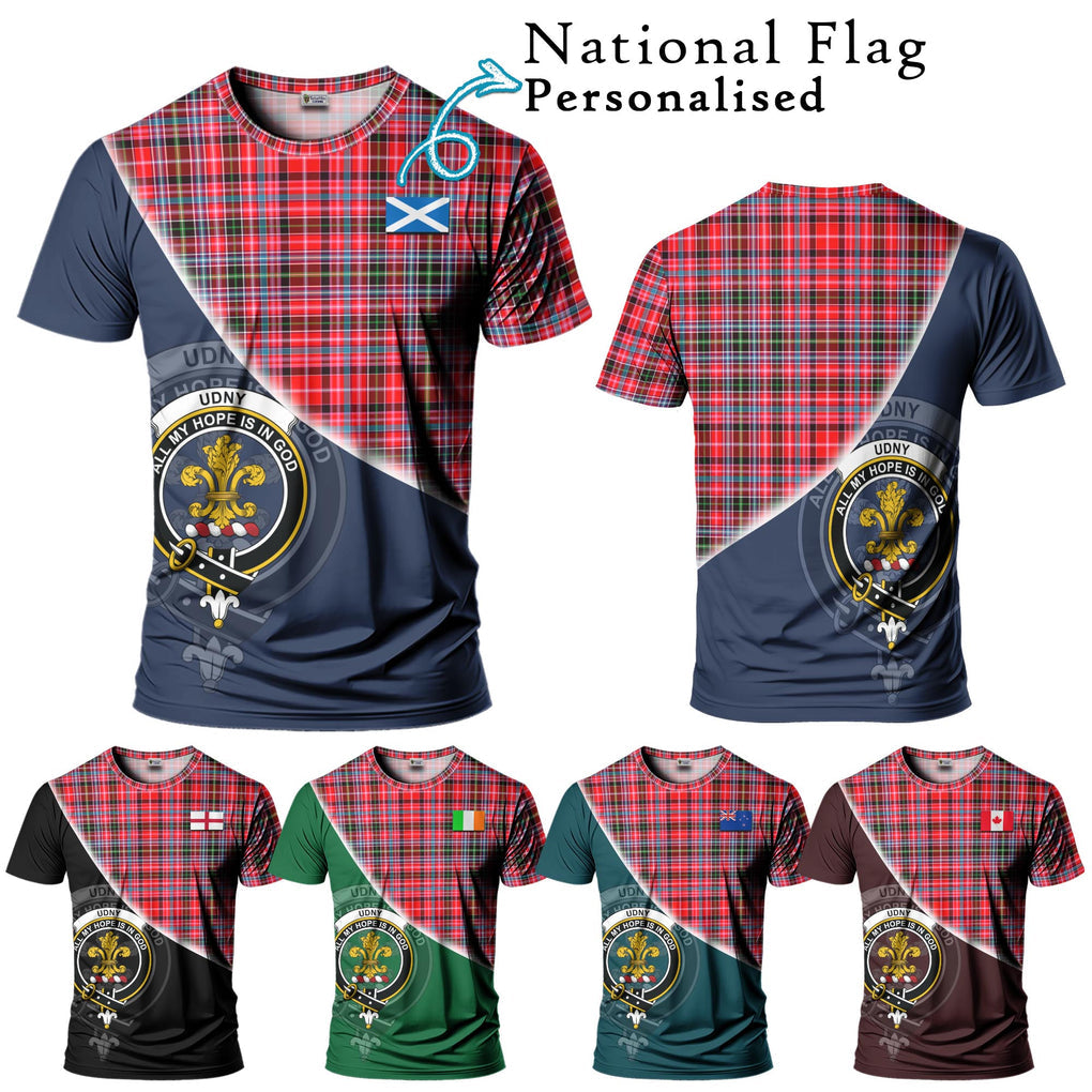 Udny Tartan T-Shirt with Personalised National Flag and Family Crest Half Style Kid's Shirt - Tartanvibesclothing Shop