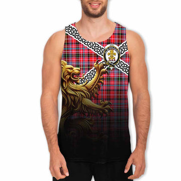 Udny Crest Tartan Men's Tank Top with Golden Lion Emblem Celtic Style Men - Tartan Vibes Clothing