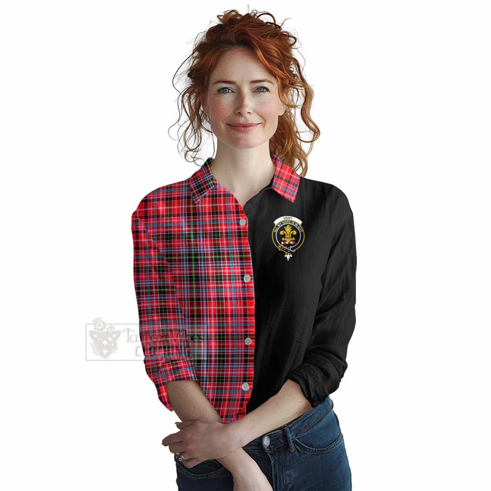 Tartan Vibes Clothing Udny Tartan Women's Casual Shirt with Family Crest and Half Of Me Style