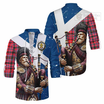Udny Tartan Ghillie Kilt Shirt with Family Crest Scottish Bagpiper Vibes Men - Tartan Vibes Clothing