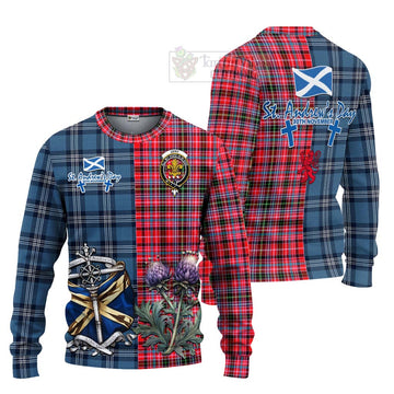 Udny Tartan Knitted Sweater Happy St. Andrew's Day Half Tartan Style Unisex - Tartan Vibes Clothing