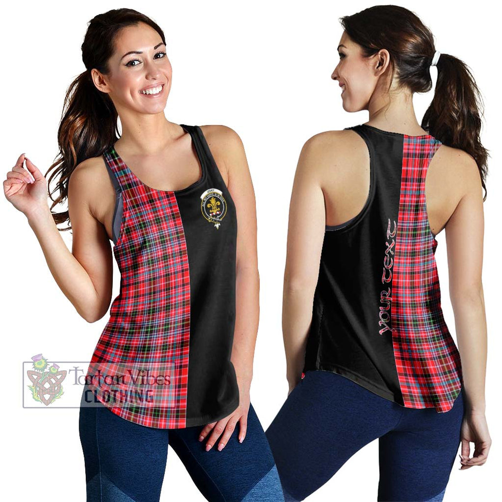 Udny Tartan Women's Racerback Tanks with Family Crest and Half Of Me Style 4XL - Tartanvibesclothing Shop