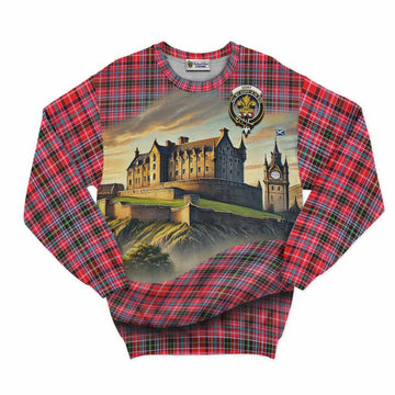 Udny Tartan Family Crest Sweatshirt with Scottish Ancient Castle Style Unisex - Tartan Vibes Clothing