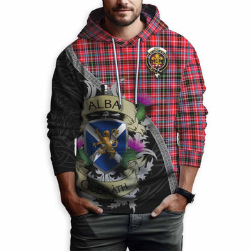 Udny Tartan Family Crest Hoodie Lion Rampant Royal Thistle Shield Celtic Inspired Pullover Hoodie - Tartan Vibes Clothing
