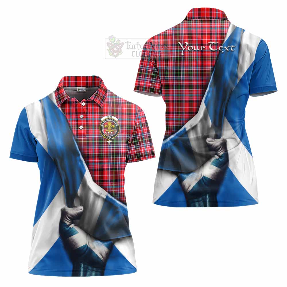 Tartan Vibes Clothing Udny Tartan Women's Polo Shirt with Family Crest Scotland Patriotic Style