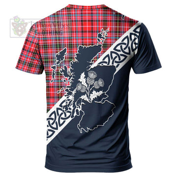 Udny Tartan T-Shirt Featuring Thistle and Scotland Map