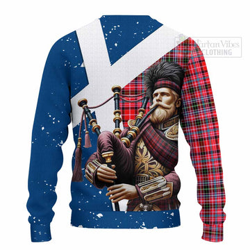 Udny Tartan Knitted Sweater with Family Crest Scottish Bagpiper Vibes - Tartan Vibes Clothing