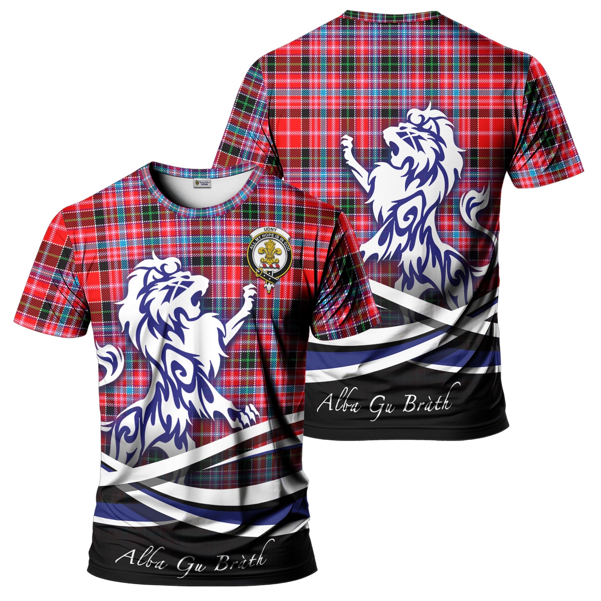 udny-tartan-t-shirt-with-alba-gu-brath-regal-lion-emblem