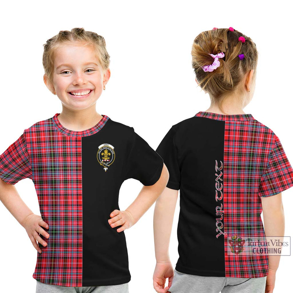 Udny Tartan Kid T-Shirt with Family Crest and Half Of Me Style - Tartanvibesclothing Shop