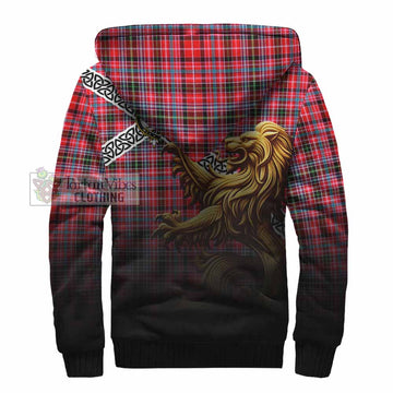 Udny Crest Tartan Sherpa Hoodie with Golden Lion Emblem Celtic Style - Tartan Vibes Clothing
