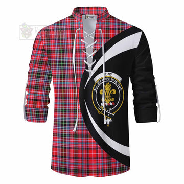Udny Tartan Ghillie Kilt Shirt with Family Crest Circle Style - Tartan Vibes Clothing