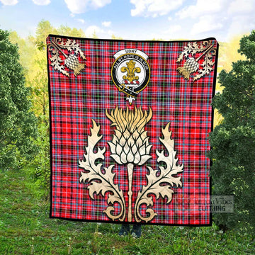 Udny Tartan Quilt with Family Crest and Golden Thistle Style