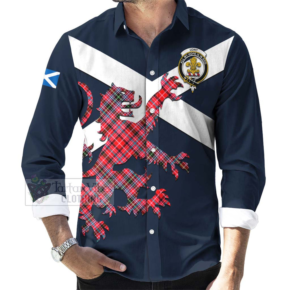 Tartan Vibes Clothing Udny Tartan Lion Rampant Long Sleeve Button Shirt – Proudly Display Your Heritage with Alba Gu Brath and Clan Name