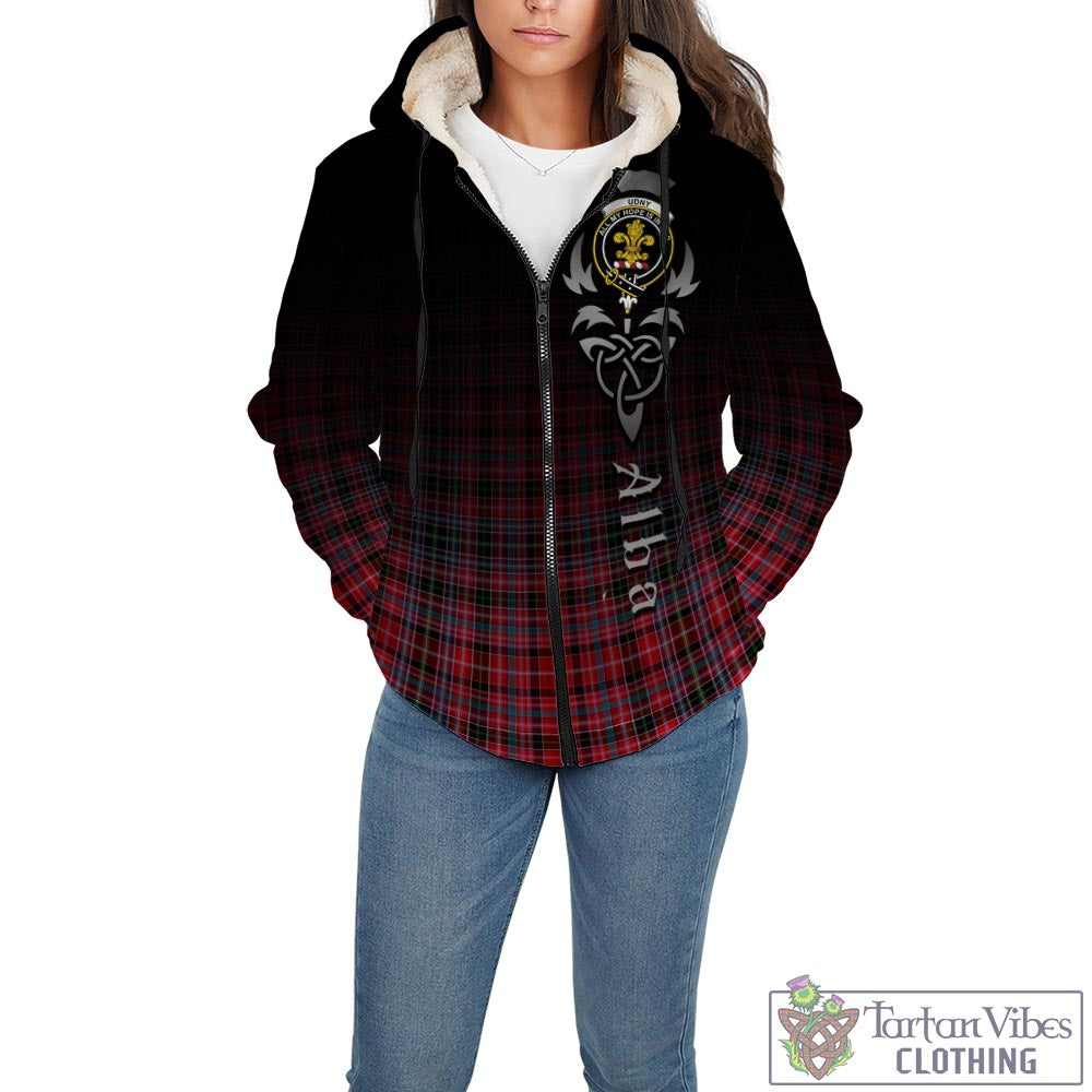 Tartan Vibes Clothing Udny Tartan Sherpa Hoodie Featuring Alba Gu Brath Family Crest Celtic Inspired