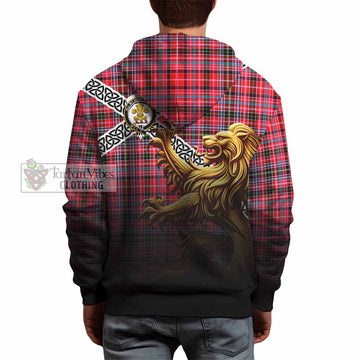 Udny Crest Tartan Hoodie with Golden Lion Emblem Celtic Style - Tartan Vibes Clothing