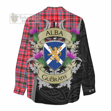 Udny Tartan Family Crest Women's Casual Shirt Lion Rampant Royal Thistle Shield Celtic Inspired - Tartan Vibes Clothing