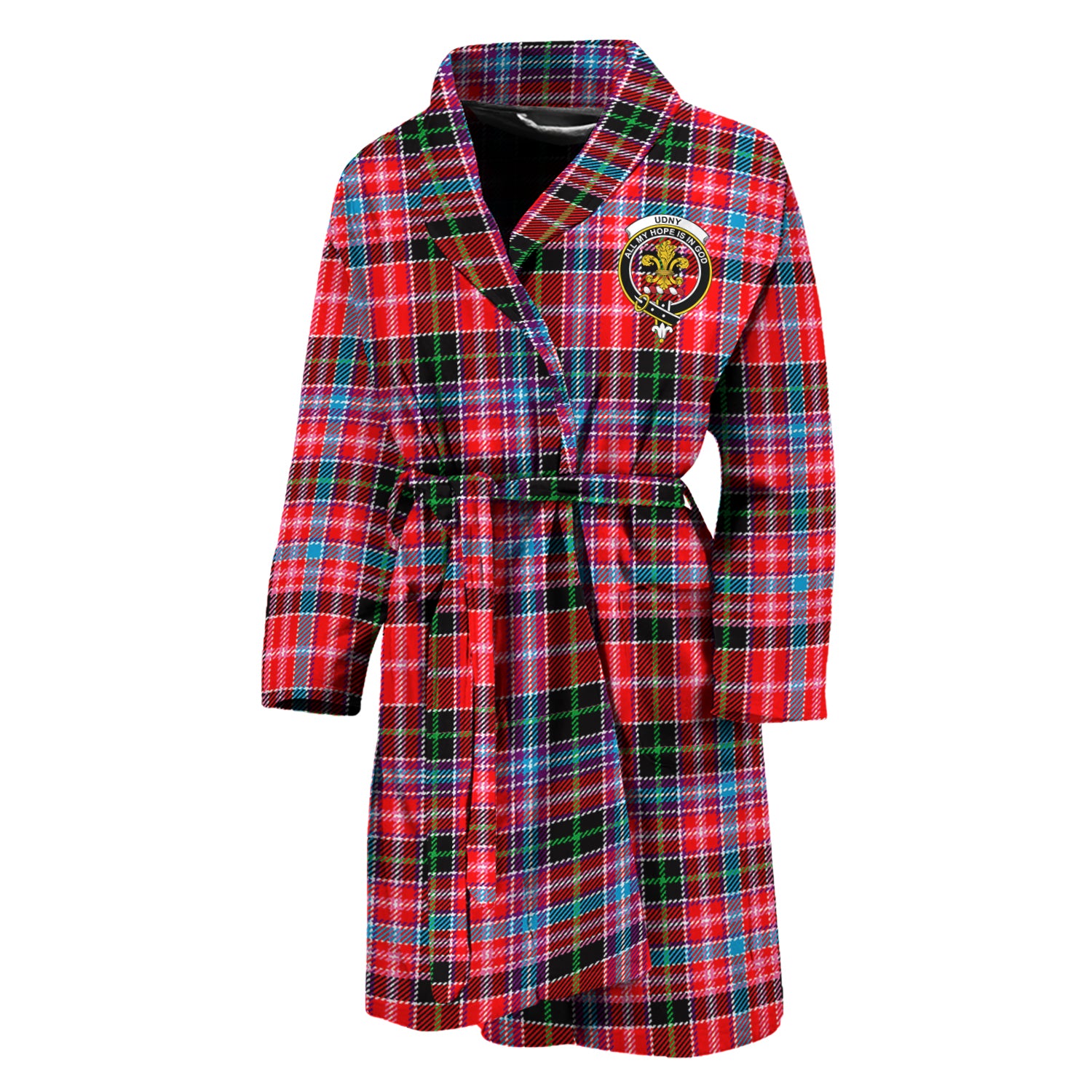 Udny Tartan Bathrobe with Family Crest Unisex M - Tartan Vibes Clothing