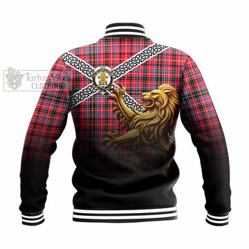 Udny Crest Tartan Baseball Jacket with Golden Lion Emblem Celtic Style - Tartan Vibes Clothing