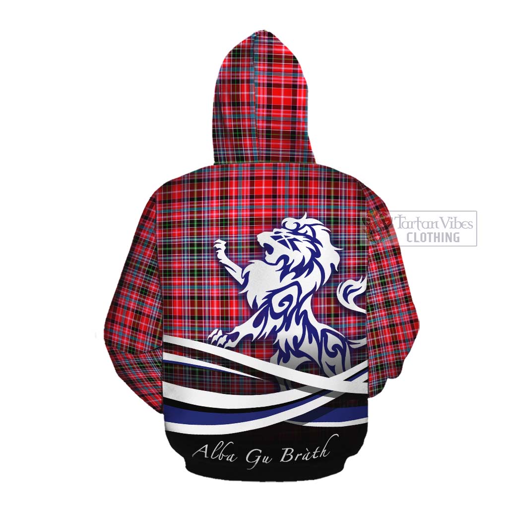 Udny Tartan Cotton Hoodie with Alba Gu Brath Regal Lion Emblem Pullover Hoodie - Tartan Vibes Clothing