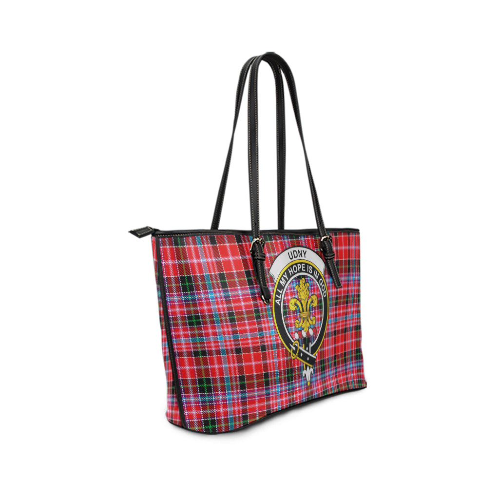 udny-tartan-leather-tote-bag-with-family-crest