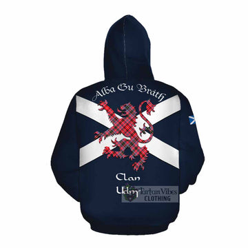 Udny Tartan Lion Rampant Cotton Hoodie Proudly Display Your Heritage with Alba Gu Brath and Clan Name Pullover Hoodie - Tartan Vibes Clothing