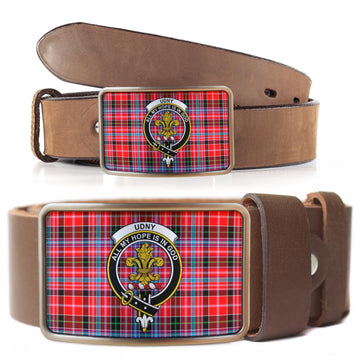 Udny Tartan Belt Buckles with Family Crest