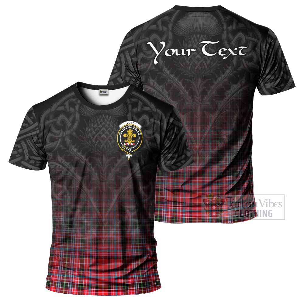 Tartan Vibes Clothing Udny Tartan T-Shirt with Family Crest Celtic Thistle Vibes