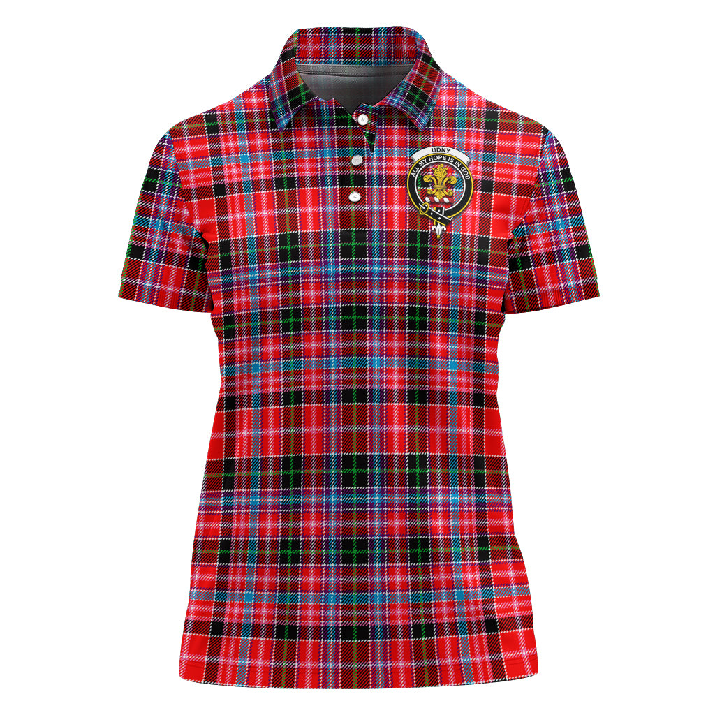 Udny Tartan Polo Shirt with Family Crest For Women - Tartan Vibes Clothing