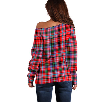 Udny Tartan Off Shoulder Women Sweater