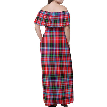 Udny Tartan Off Shoulder Long Dress - Tartan Vibes Clothing