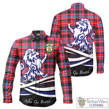 Udny Tartan Long Sleeve Button Up Shirt with Alba Gu Brath Regal Lion Emblem