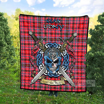 Udny Tartan Quilt with Celtic Skull Alba Gu Brath Style