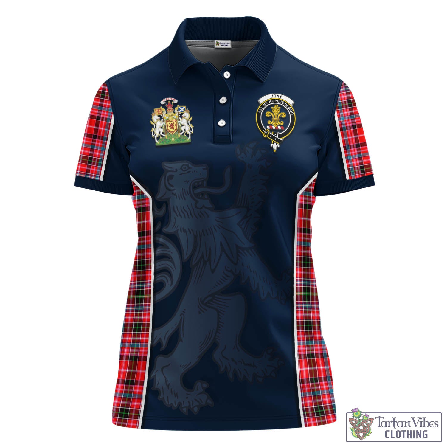 Tartan Vibes Clothing Udny Tartan Women's Polo Shirt with Family Crest and Lion Rampant Vibes Sport Style