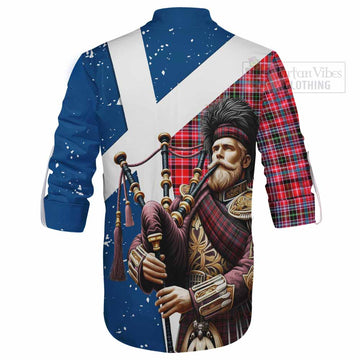 Udny Tartan Ghillie Kilt Shirt with Family Crest Scottish Bagpiper Vibes - Tartan Vibes Clothing