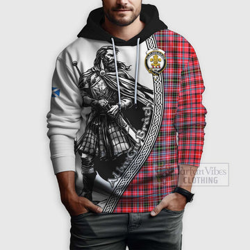 Udny Tartan Clan Crest Hoodie with Highlander Warrior Celtic Style