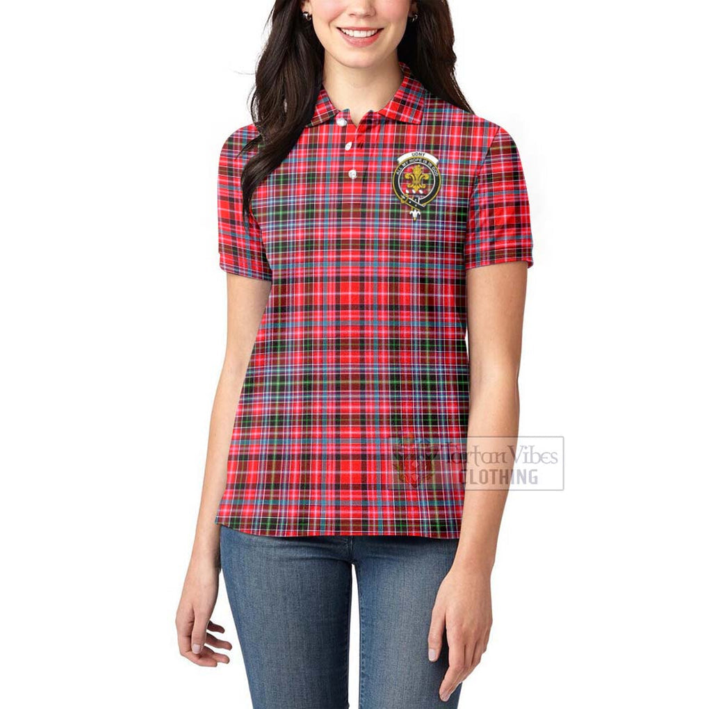 Tartan Vibes Clothing Udny Tartan Women's Polo Shirt with Family Crest Celtic Skull Style