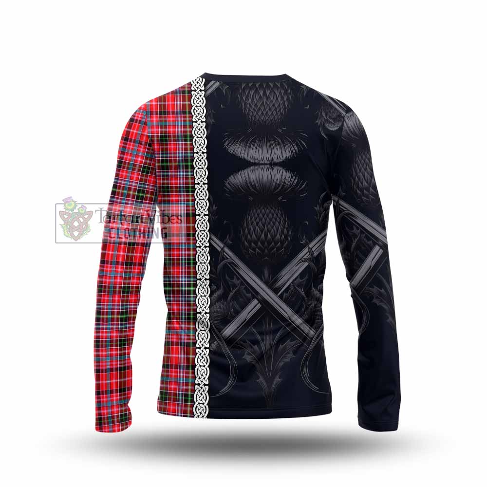 Udny Tartan Long Sleeve T-Shirt with Family Crest Cross Sword Thistle Celtic Vibes - Tartan Vibes Clothing