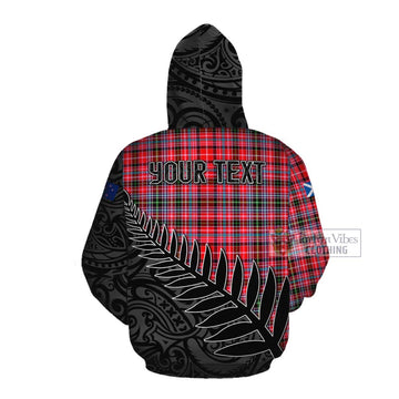 Udny Crest Tartan Cotton Hoodie with New Zealand Silver Fern Half Style Pullover Hoodie - Tartan Vibes Clothing