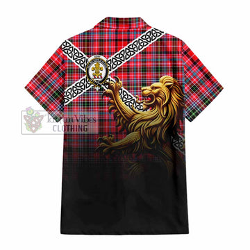 Udny Crest Tartan Hawaiian Shirt with Golden Lion Emblem Celtic Style - Tartan Vibes Clothing