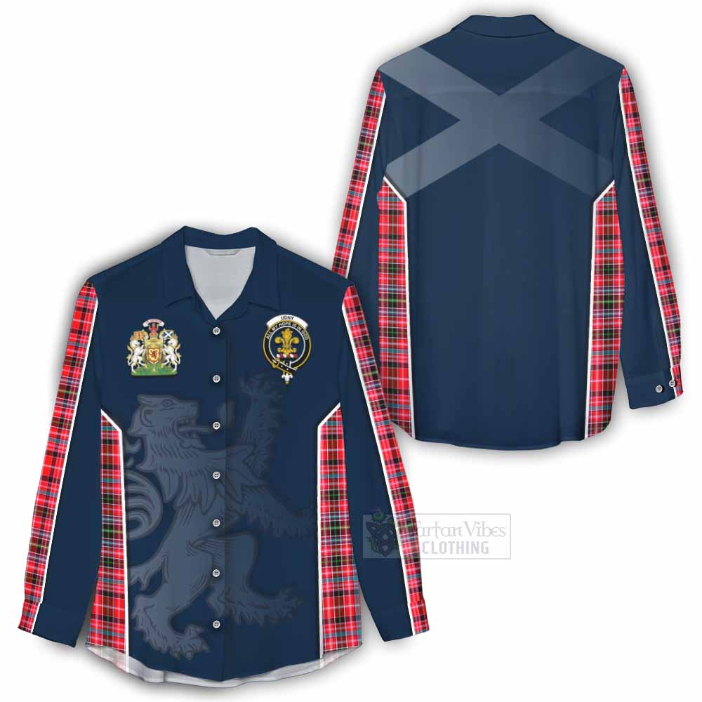 Tartan Vibes Clothing Udny Tartan Women's Casual Shirt with Family Crest and Lion Rampant Vibes Sport Style