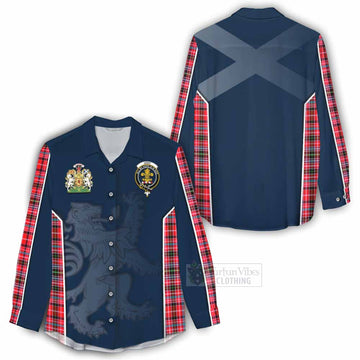 Udny Tartan Women's Casual Shirt with Family Crest and Lion Rampant Vibes Sport Style