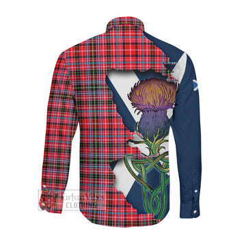 Udny Tartan Family Crest Long Sleeve Button Shirt Scottish Thistle Celtic Inspired Men's Shirt - Tartan Vibes Clothing