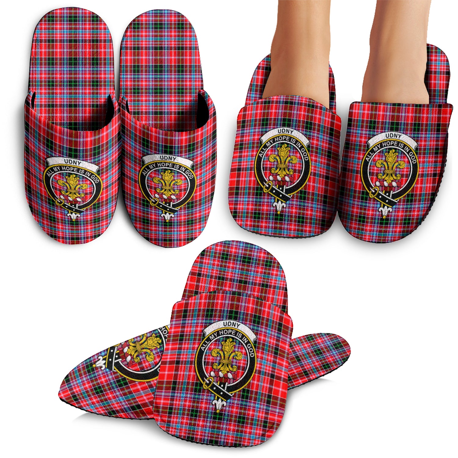 Udny Tartan Home Slippers with Family Crest - Tartan Vibes Clothing