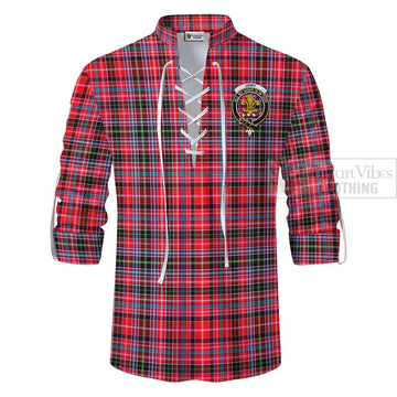 Udny Tartan Ghillie Kilt Shirt with Family Crest Celtic Skull Style - Tartan Vibes Clothing